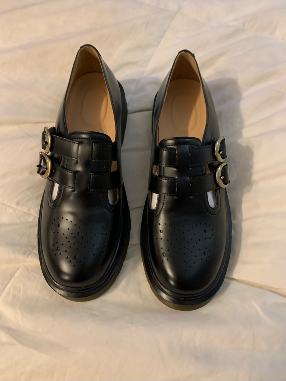 Brand New In Box Women’s  Black Double-Buckle Leather Dress Shoes